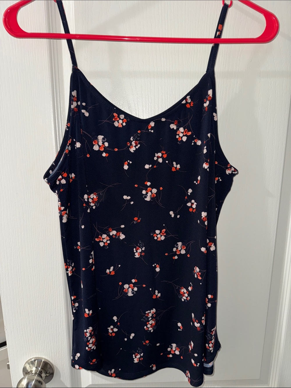 Kaileigh Floral Spaghetti-Strap Tank - Navy/Red